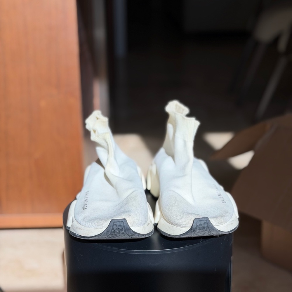 Balenciaga Cream Slip-On Sneakers